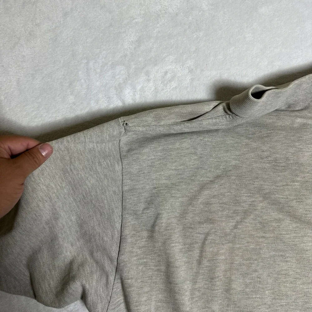 Vintage Polo Ralph Lauren Men's Large Heather Gray Polo Shirt Navy Pony 90s